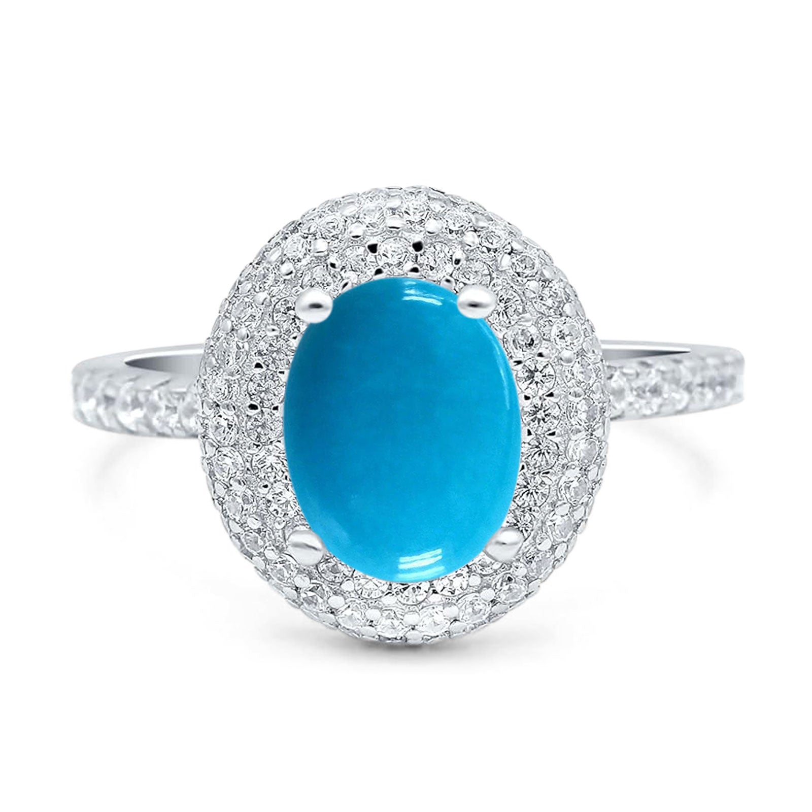 Oval Natural Stone Halo Wedding Ring