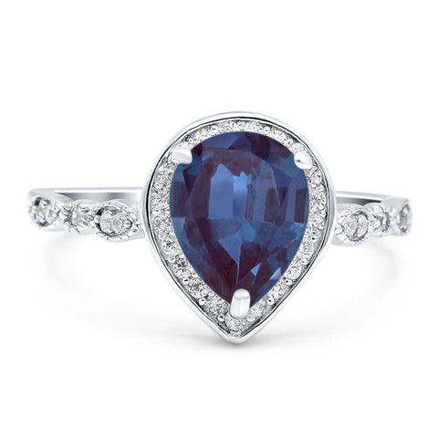 Pear Teardrop Natural Stone Wedding Ring