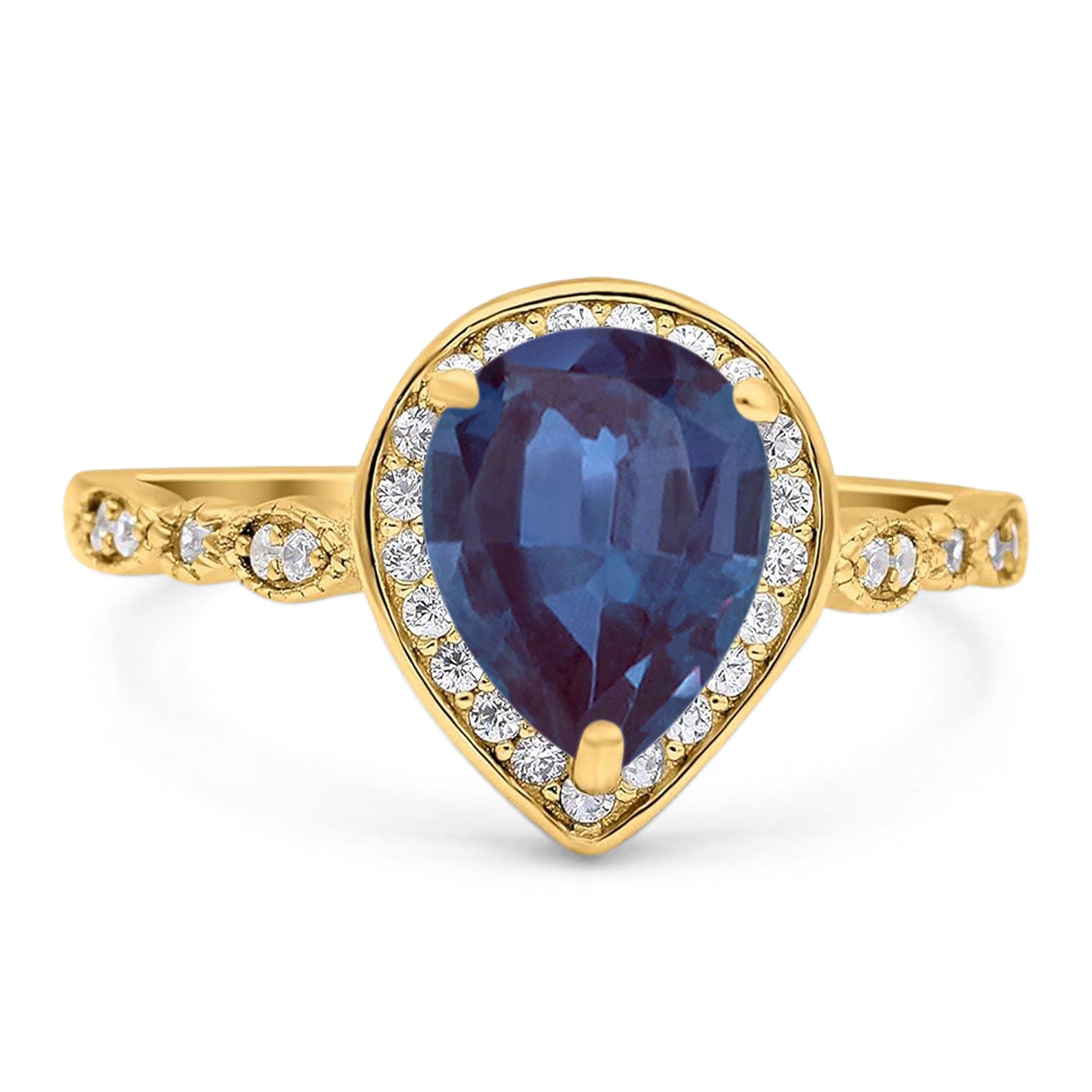 Pear Teardrop Natural Stone Wedding Ring