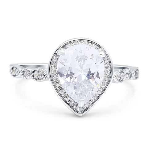 Pear Teardrop Natural Stone Wedding Ring