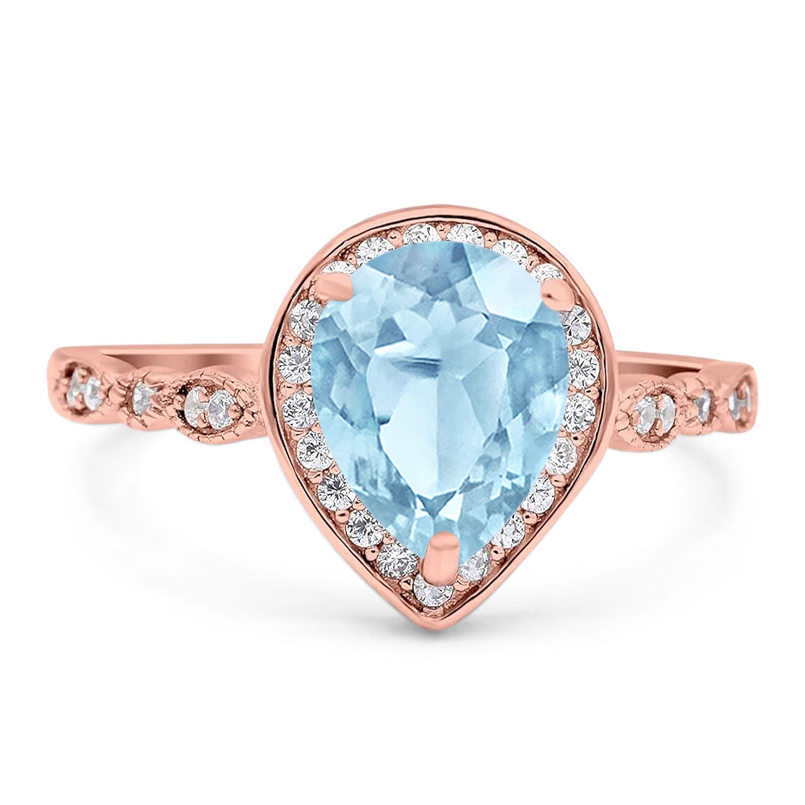 Pear Teardrop Natural Stone Wedding Ring