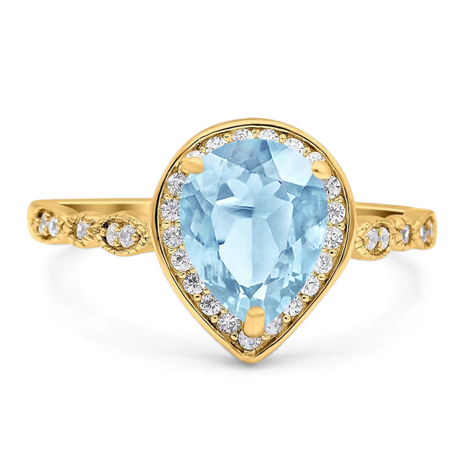 Pear Teardrop Natural Stone Wedding Ring