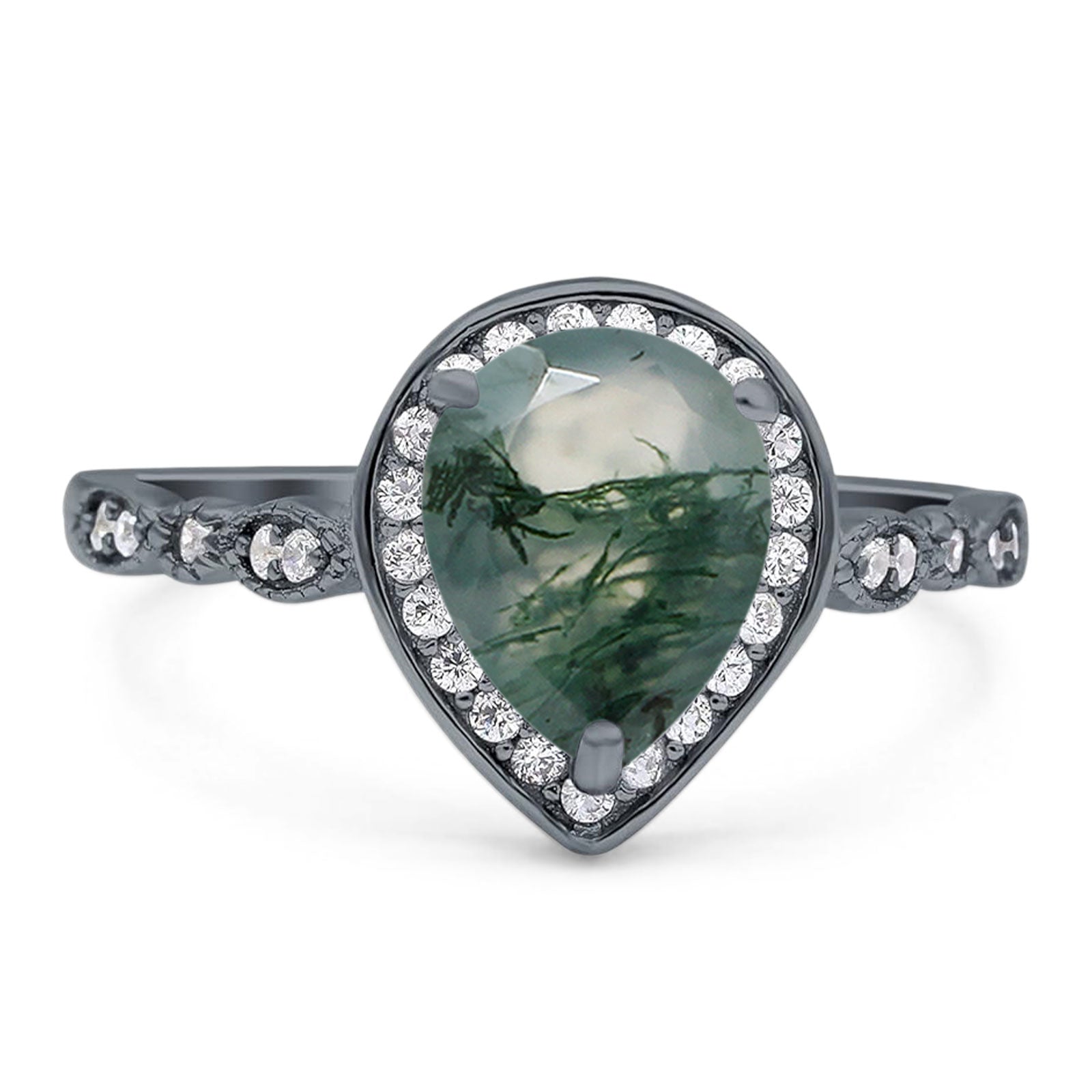 Pear Teardrop Natural Stone Wedding Ring