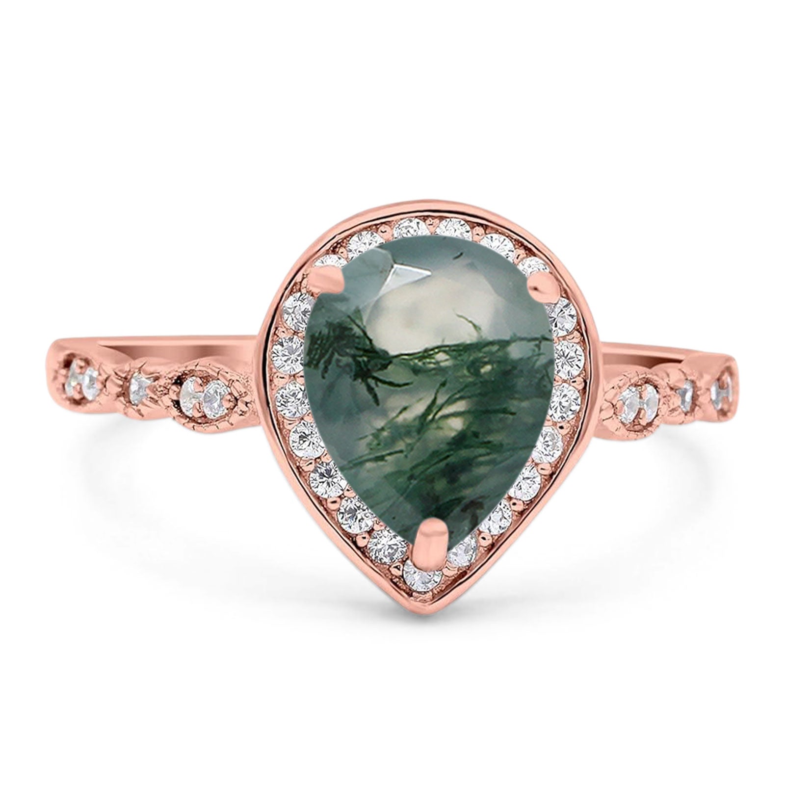 Pear Teardrop Natural Stone Wedding Ring