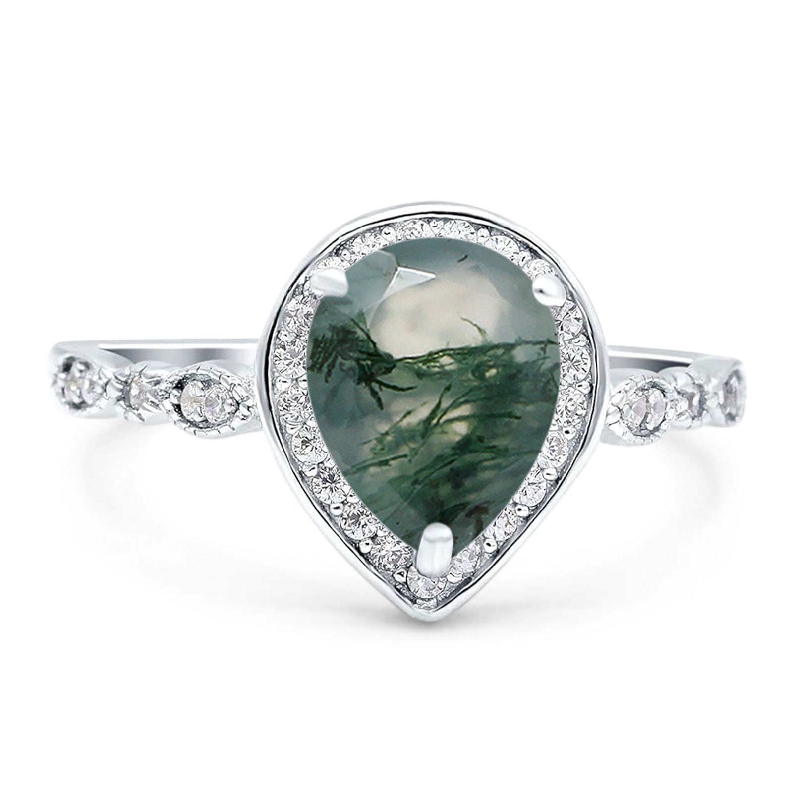 Pear Teardrop Natural Stone Wedding Ring