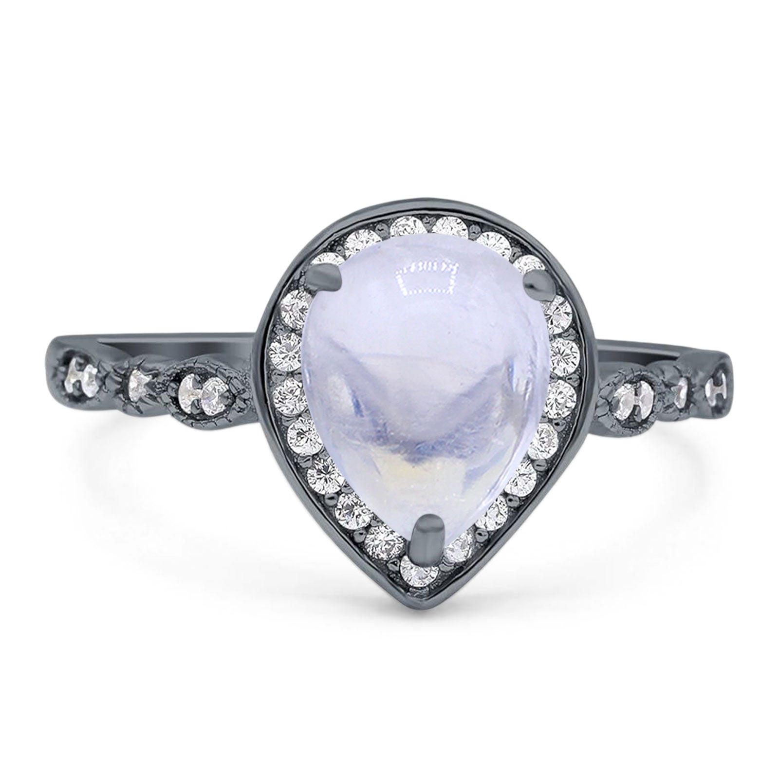 Pear Teardrop Natural Stone Wedding Ring