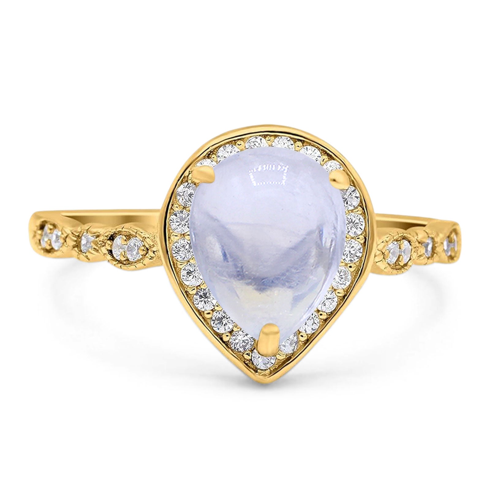 Pear Teardrop Natural Stone Wedding Ring