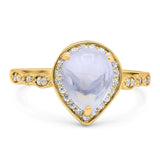 Pear Teardrop Natural Stone Wedding Ring