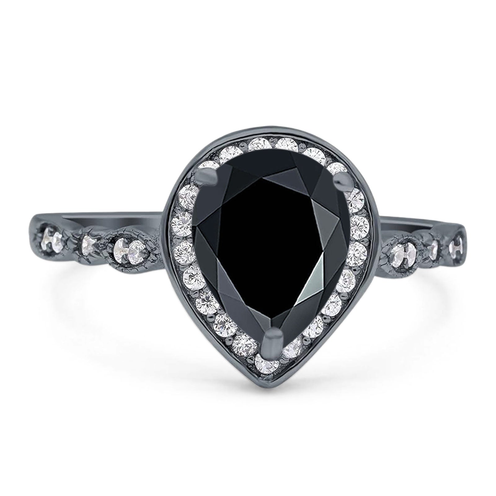 Pear Teardrop Natural Stone Wedding Ring