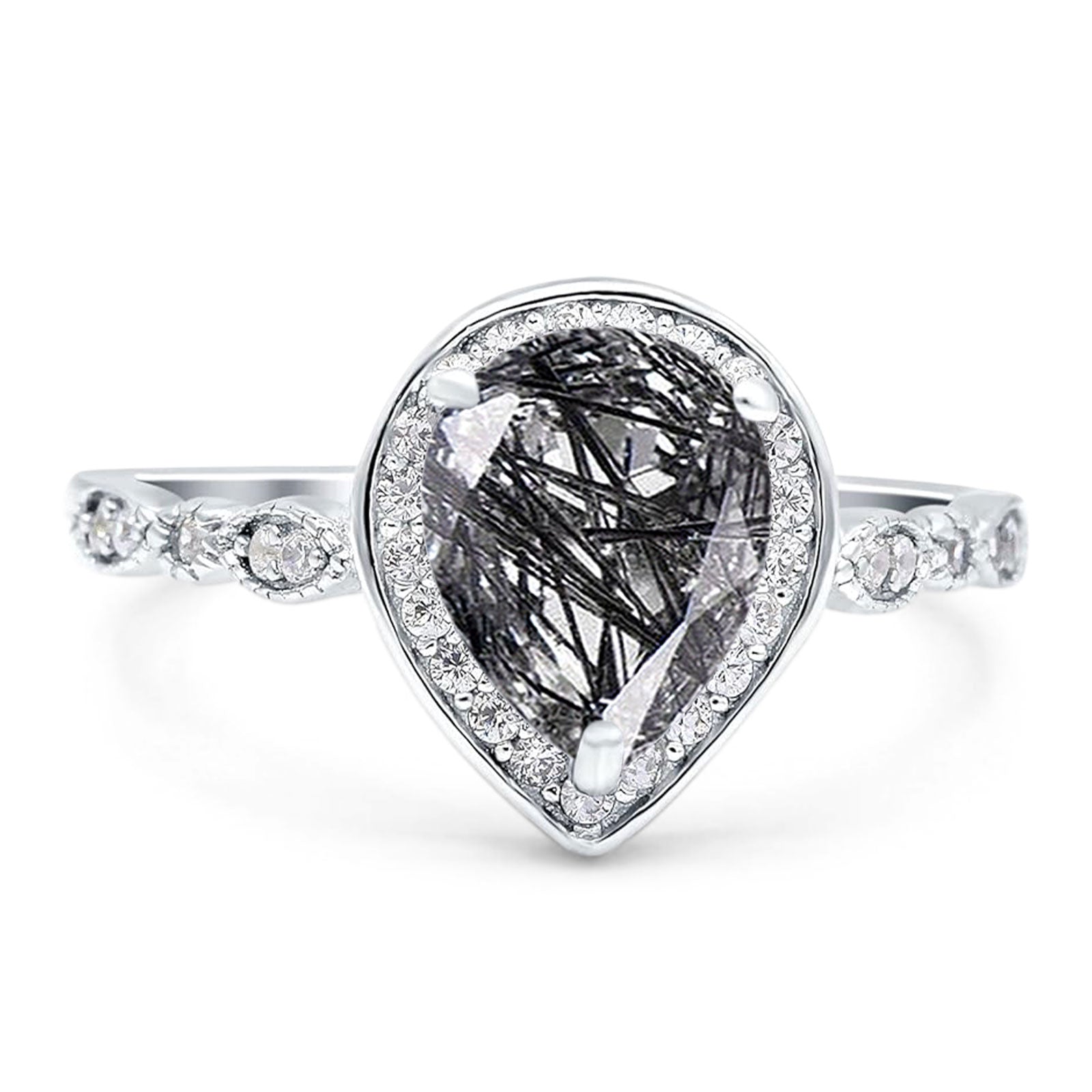 Pear Teardrop Natural Stone Wedding Ring
