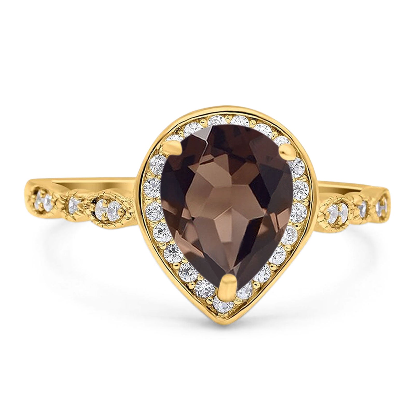 Pear Teardrop Natural Stone Wedding Ring