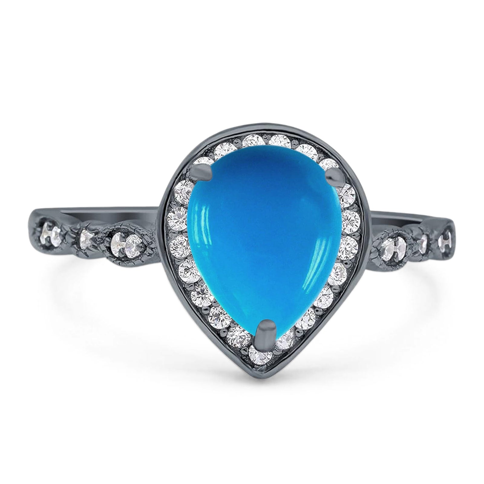Pear Teardrop Natural Stone Wedding Ring