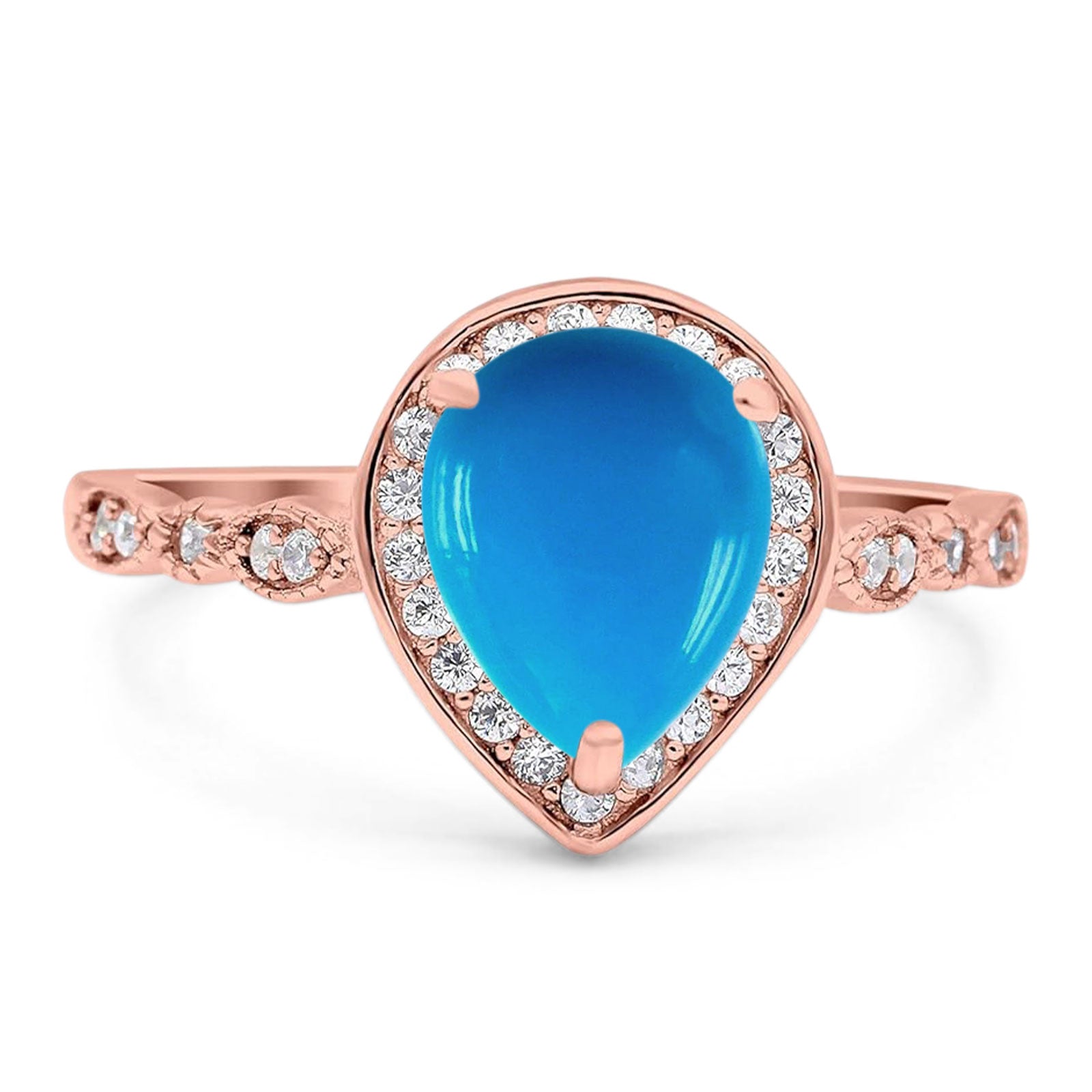 Pear Teardrop Natural Stone Wedding Ring