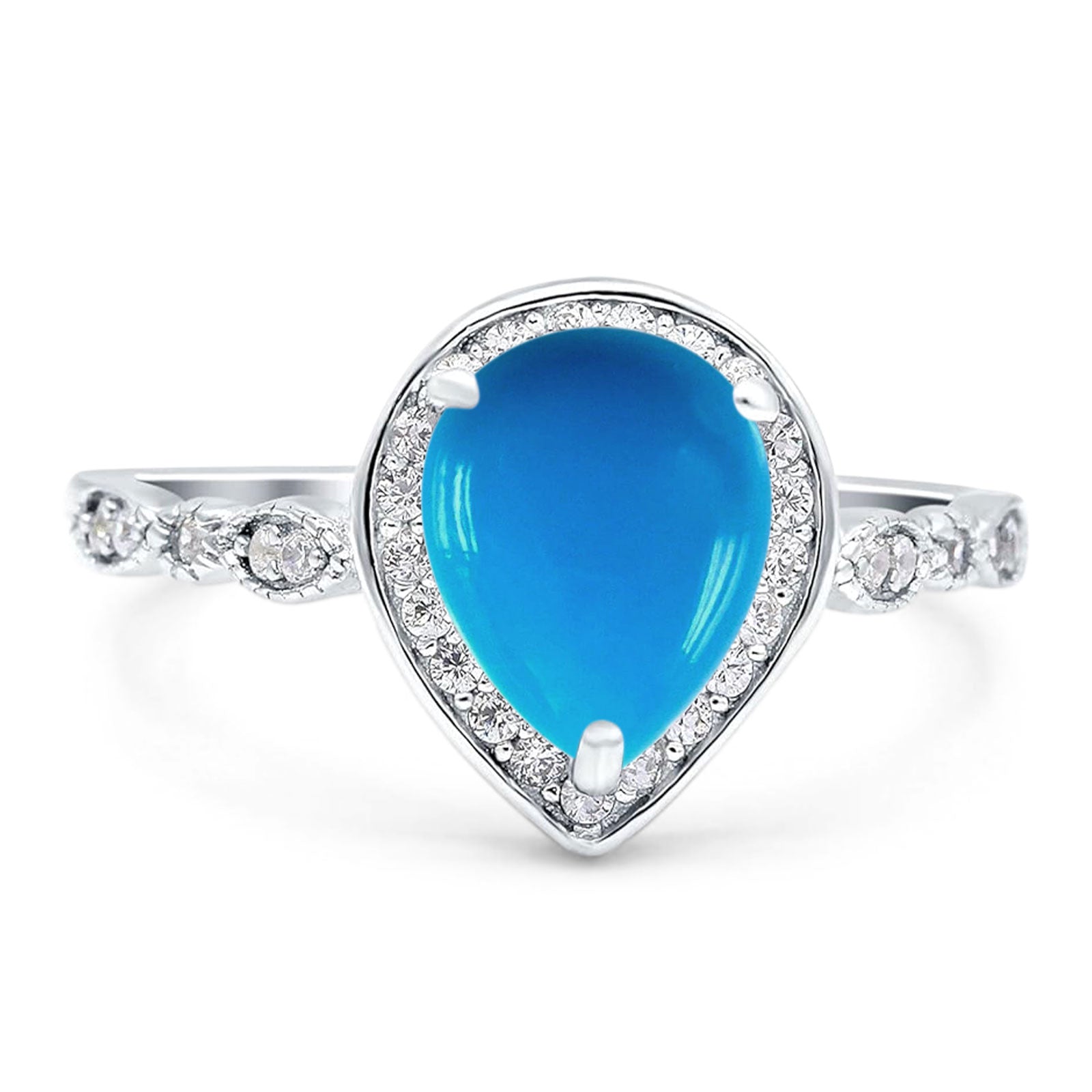Pear Teardrop Natural Stone Wedding Ring