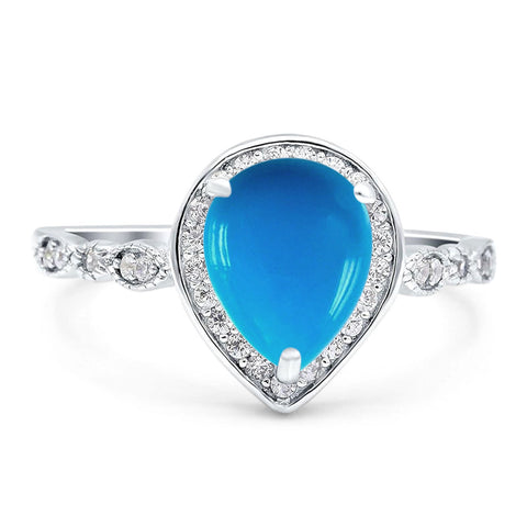 Pear Teardrop Natural Stone Wedding Ring