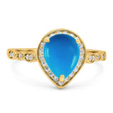 Pear Teardrop Natural Stone Wedding Ring