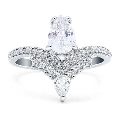 Pear Teardrop Natural Stone Wedding Ring