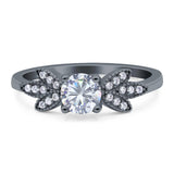 Art Deco Round Natural Stone Floral Ring