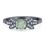 Art Deco Round Natural Stone Floral Ring