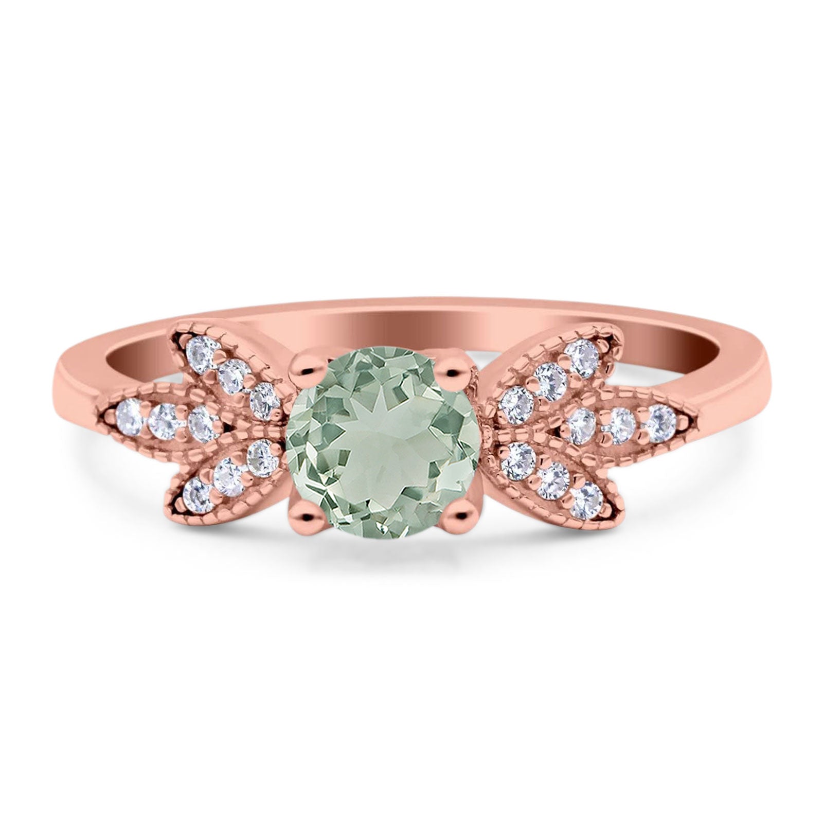 Art Deco Round Natural Stone Floral Ring