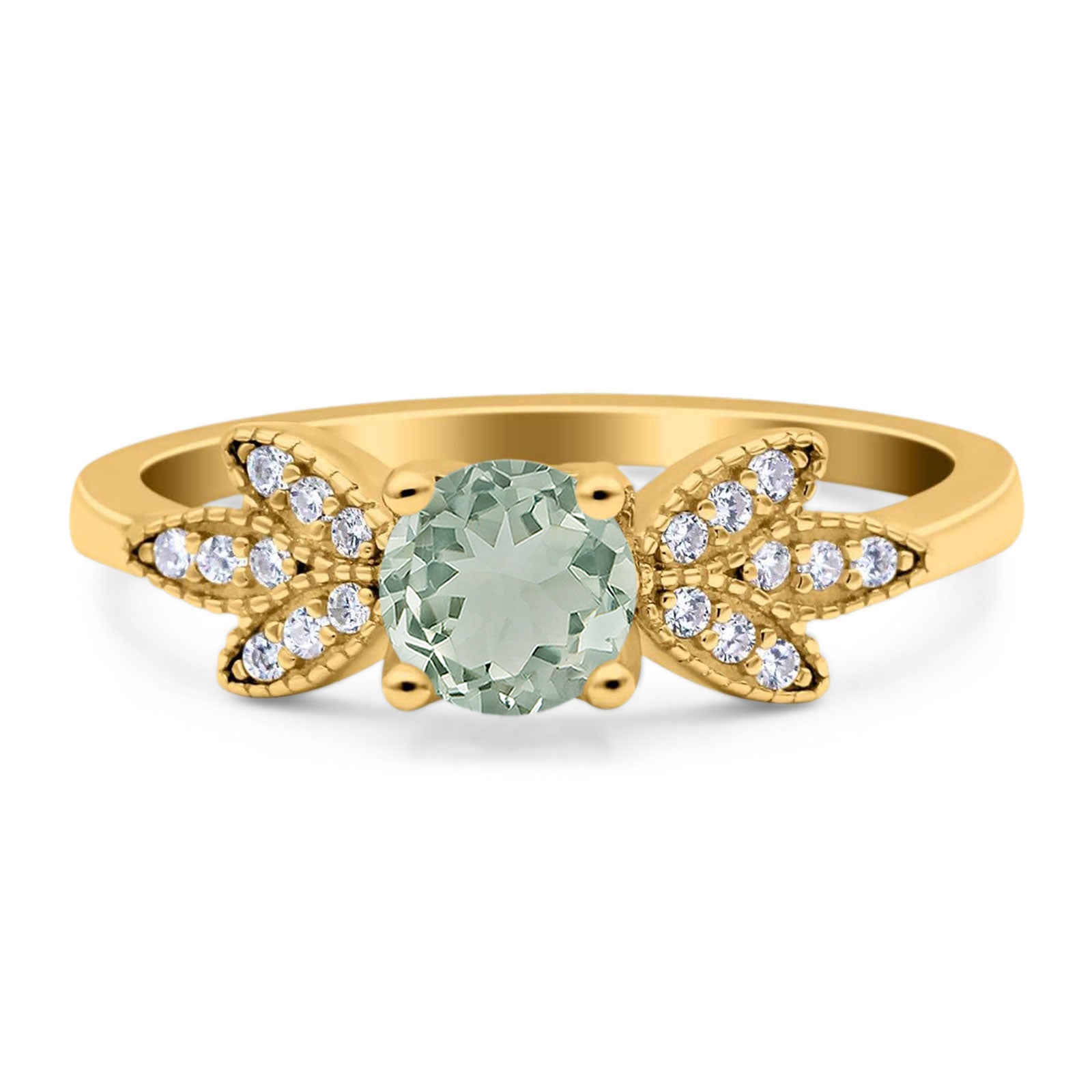 Art Deco Round Natural Stone Floral Ring
