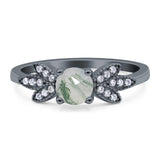 Art Deco Round Natural Stone Floral Ring