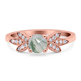 Art Deco Round Natural Stone Floral Ring