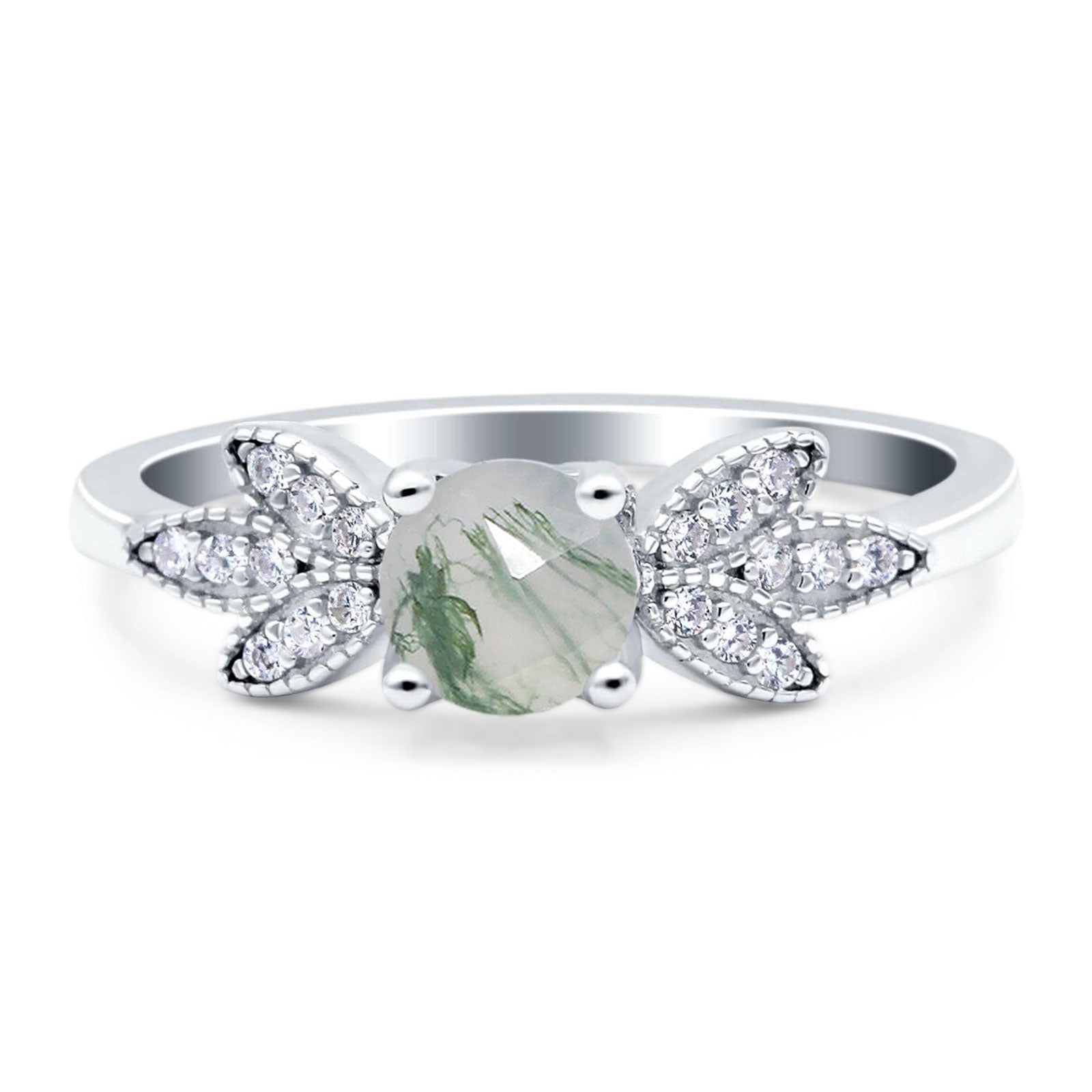 Art Deco Round Natural Stone Floral Ring