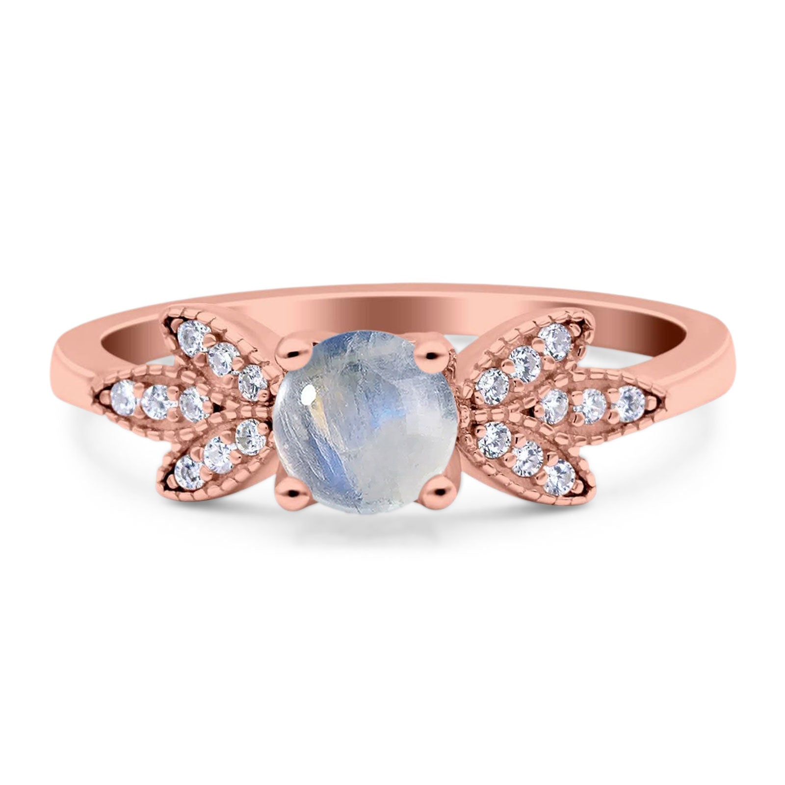 Art Deco Round Natural Stone Floral Ring