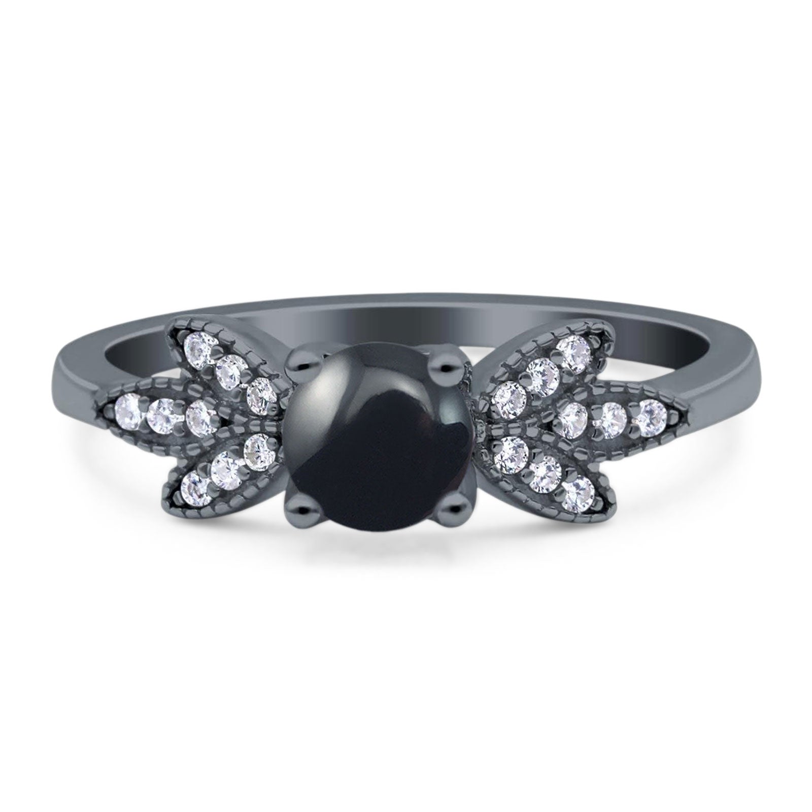 Art Deco Round Natural Stone Floral Ring