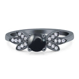 Art Deco Round Natural Stone Floral Ring