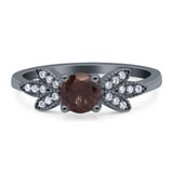 Art Deco Round Natural Stone Floral Ring