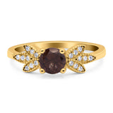 Art Deco Round Natural Stone Floral Ring
