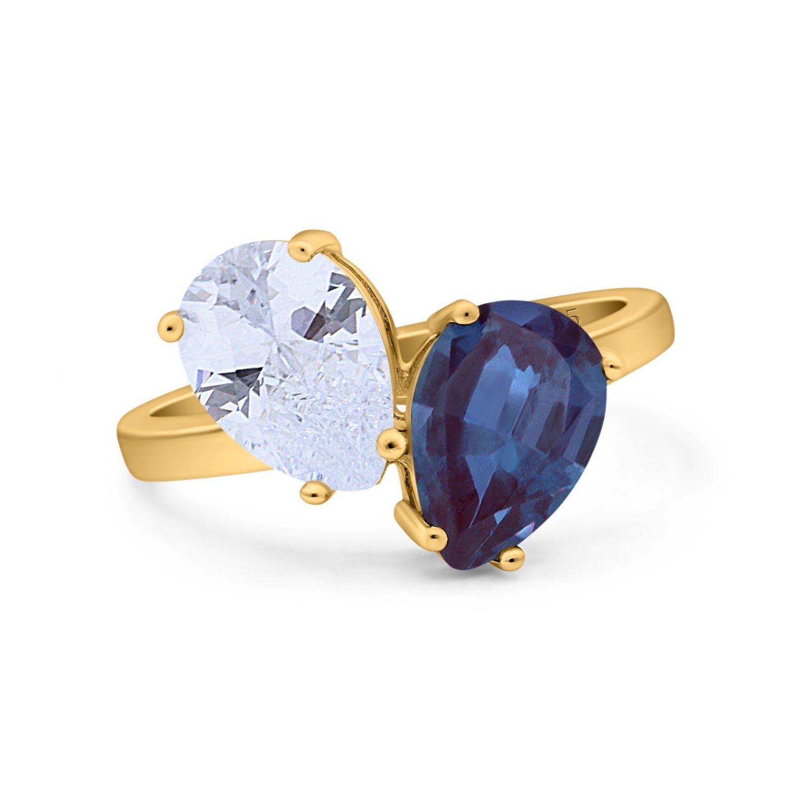 Pear Teardrop Natural Stone Wedding Ring