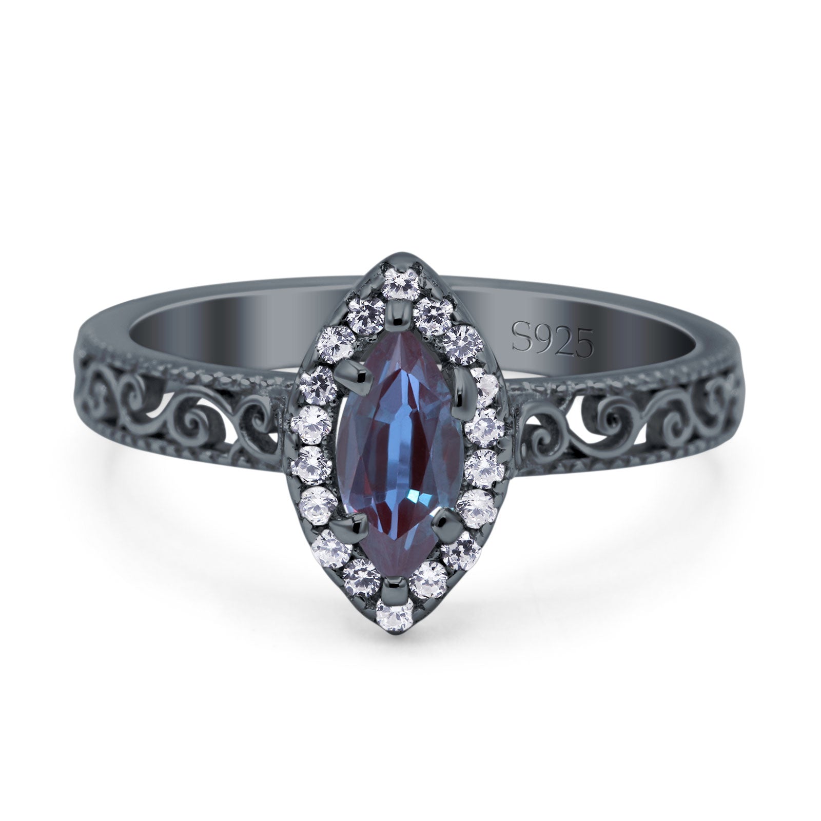Marquise Halo Filigree Ring