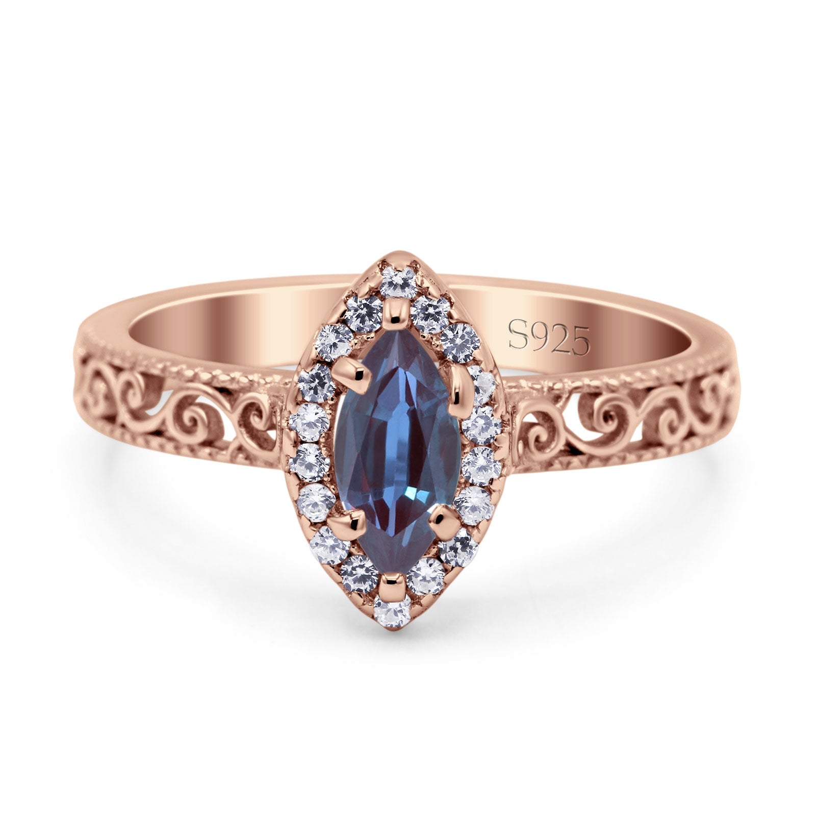 Marquise Halo Filigree Ring