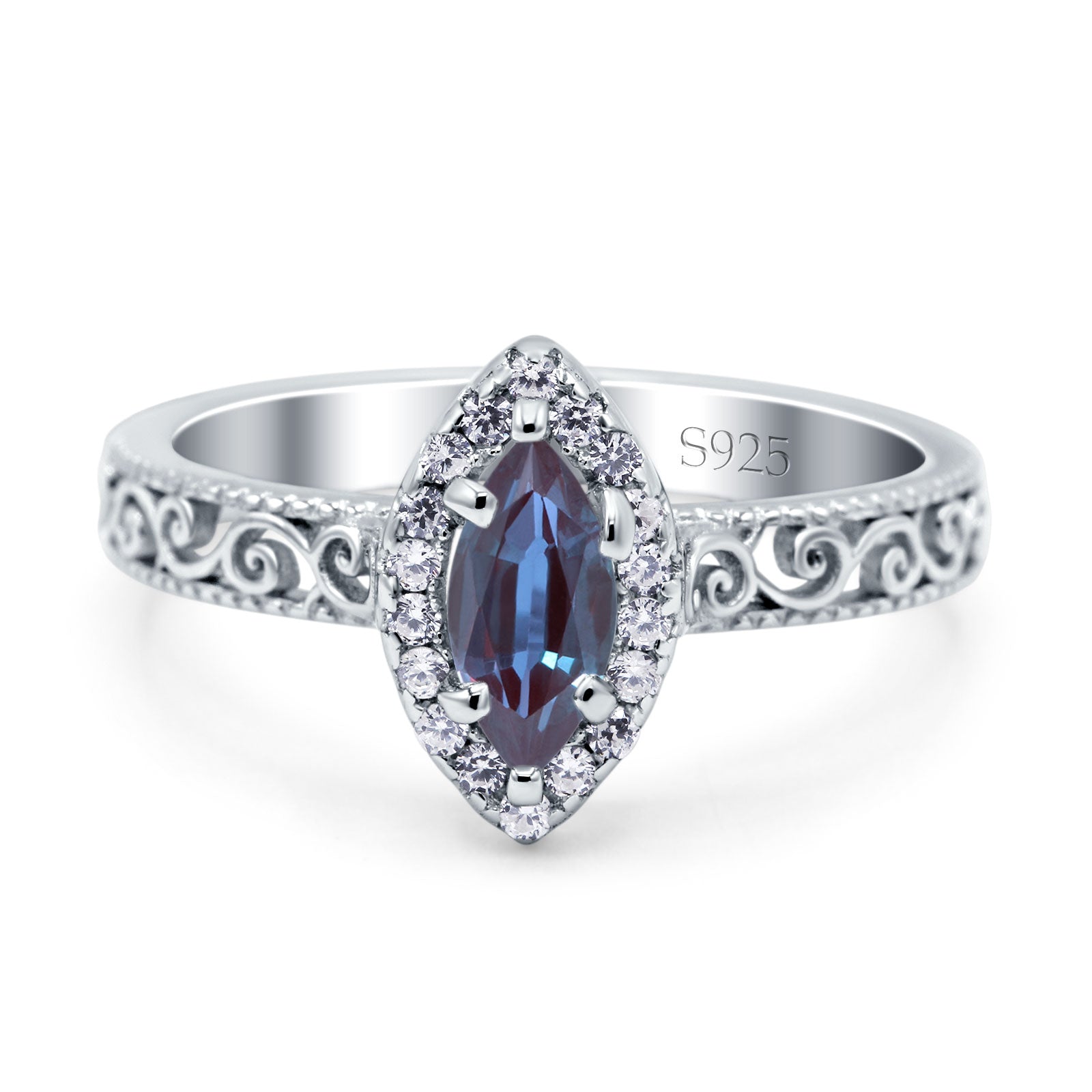 Marquise Halo Filigree Ring
