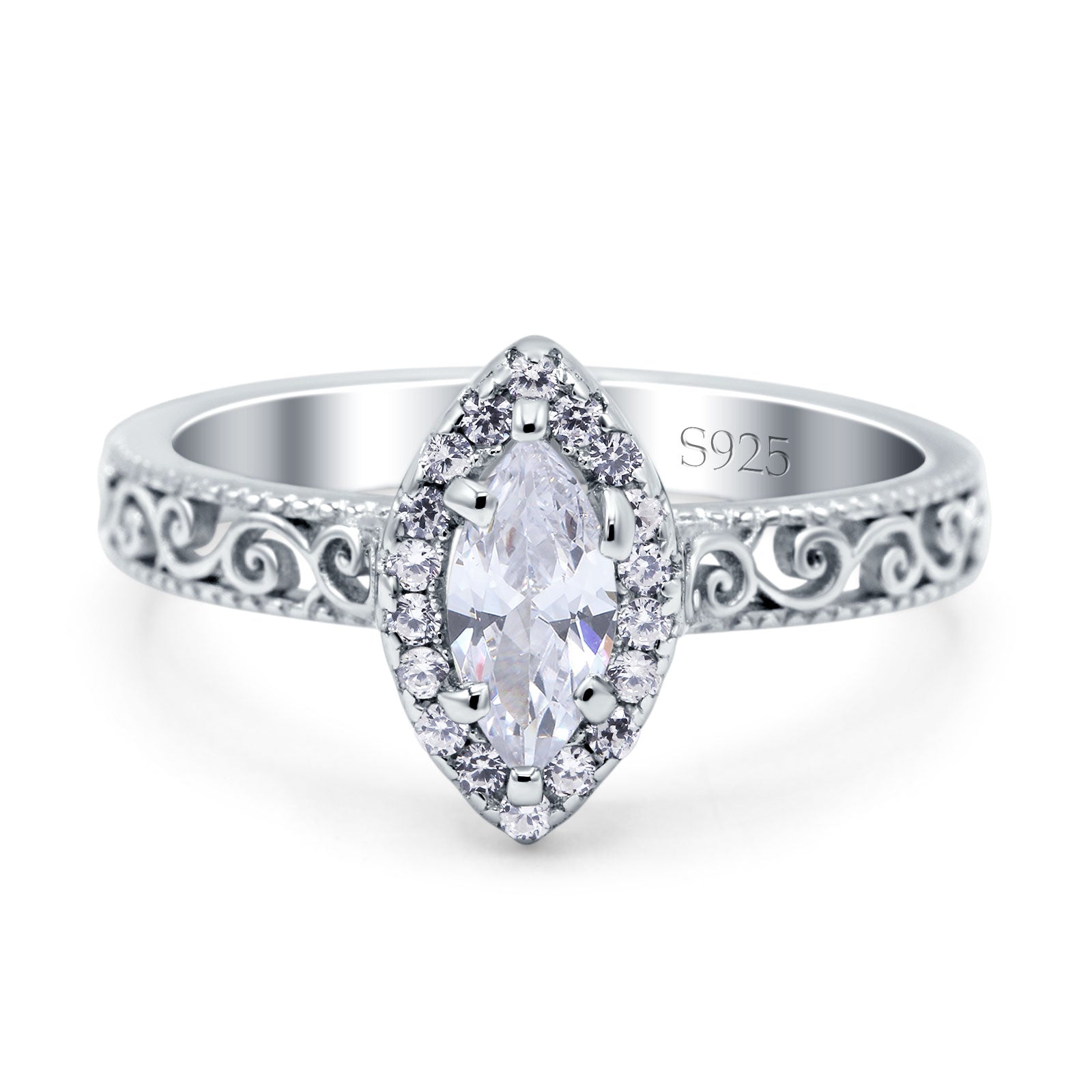 Marquise Halo Filigree Ring