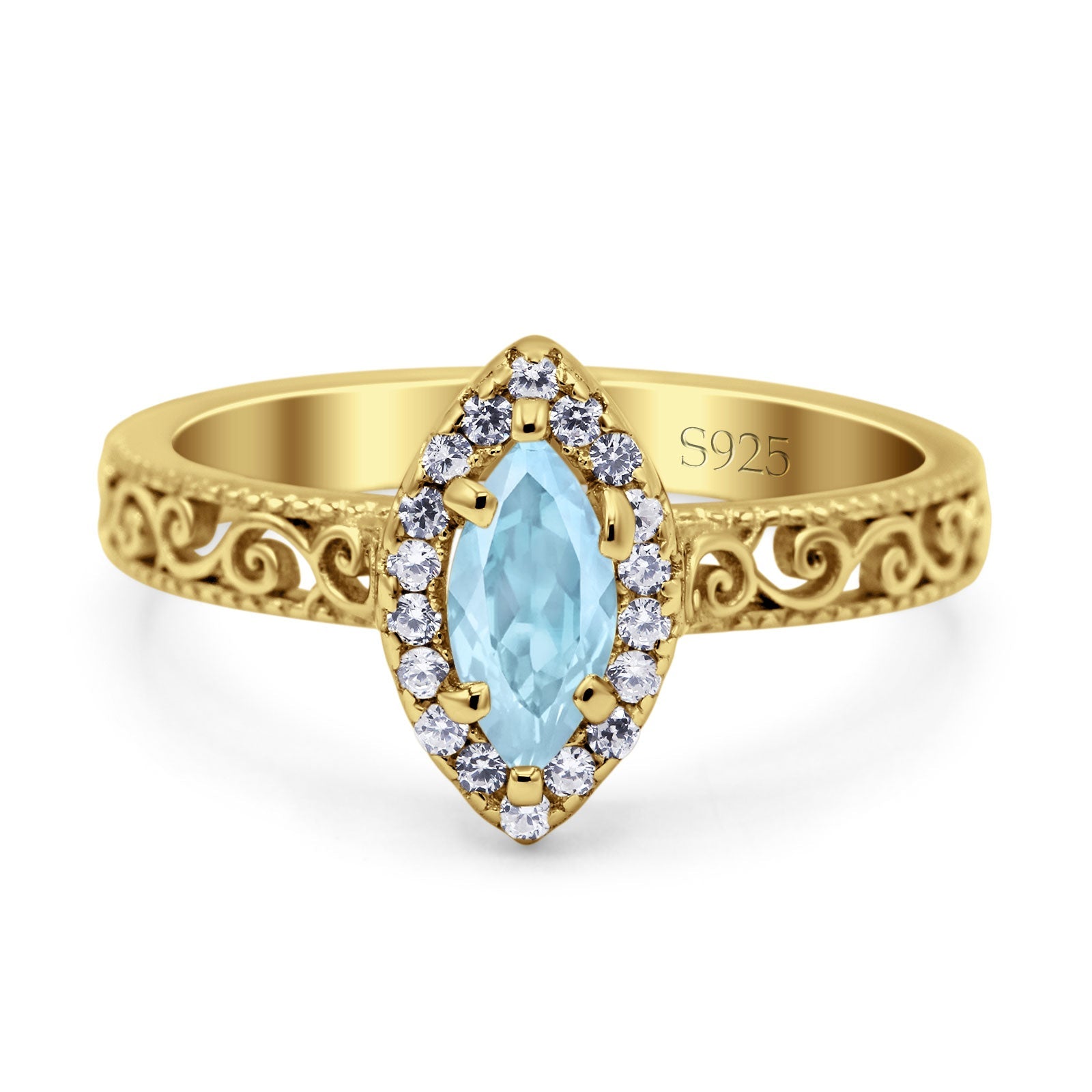 Marquise Halo Filigree Ring