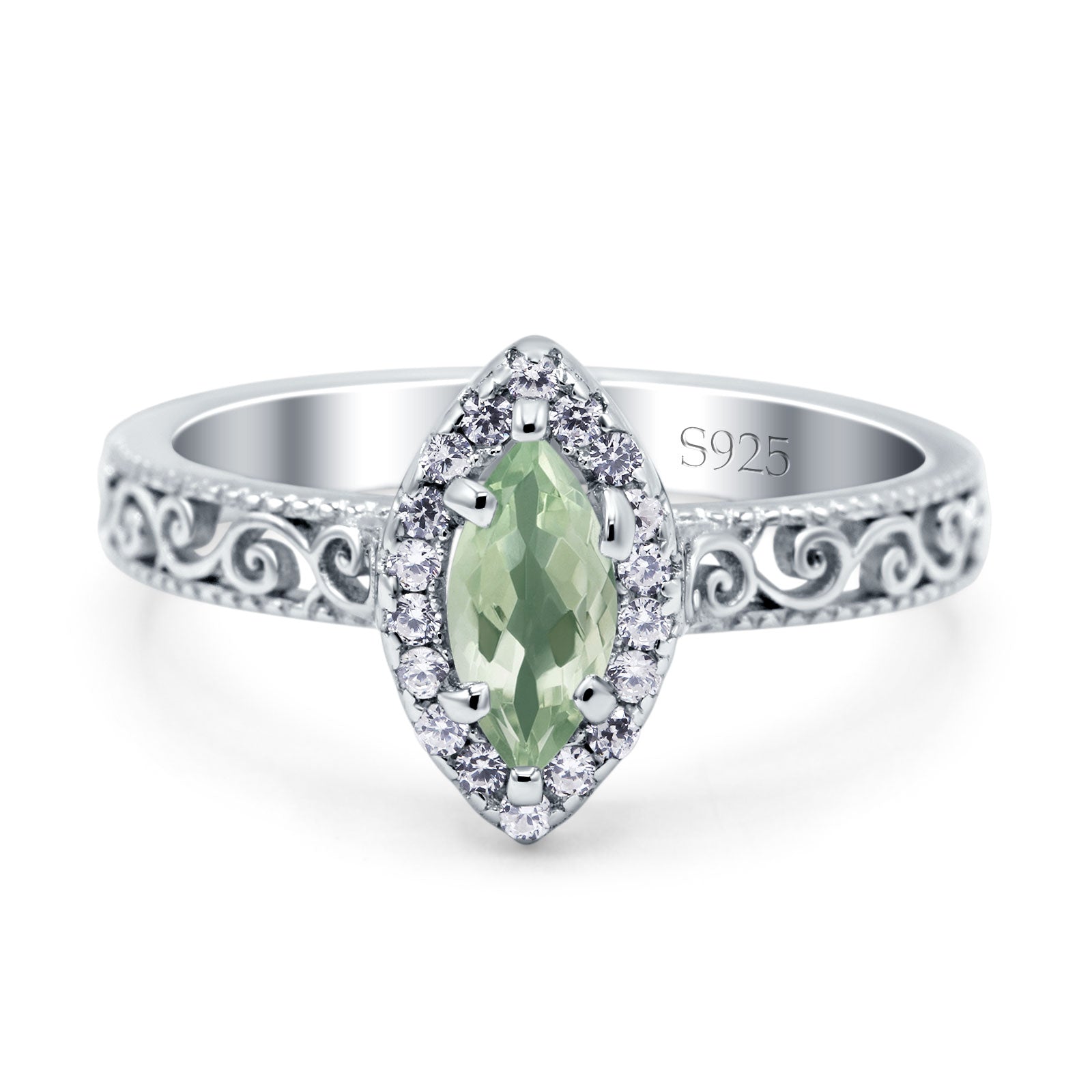 Marquise Halo Filigree Ring