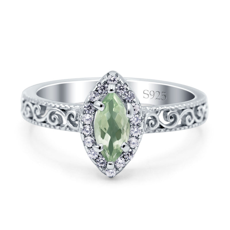 Marquise Halo Filigree Ring