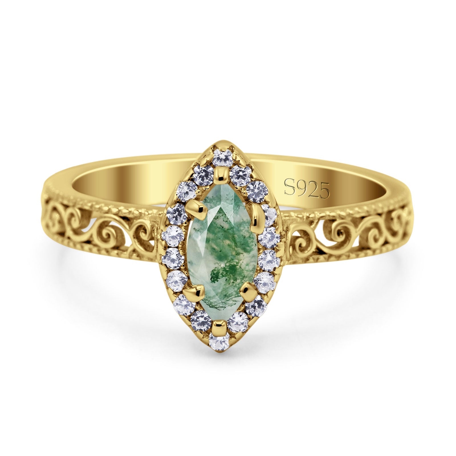 Marquise Halo Filigree Ring
