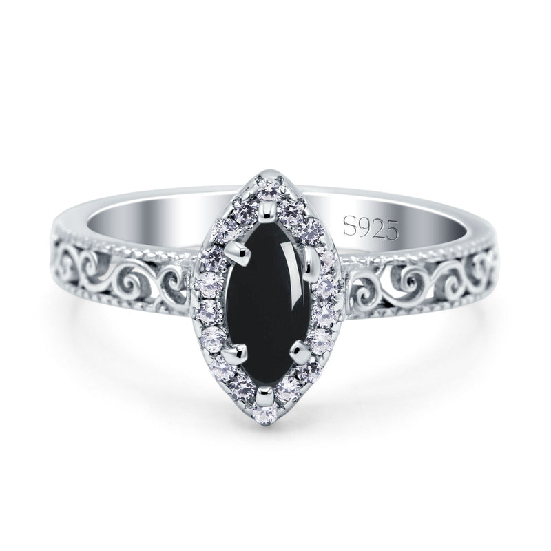Marquise Halo Filigree Ring