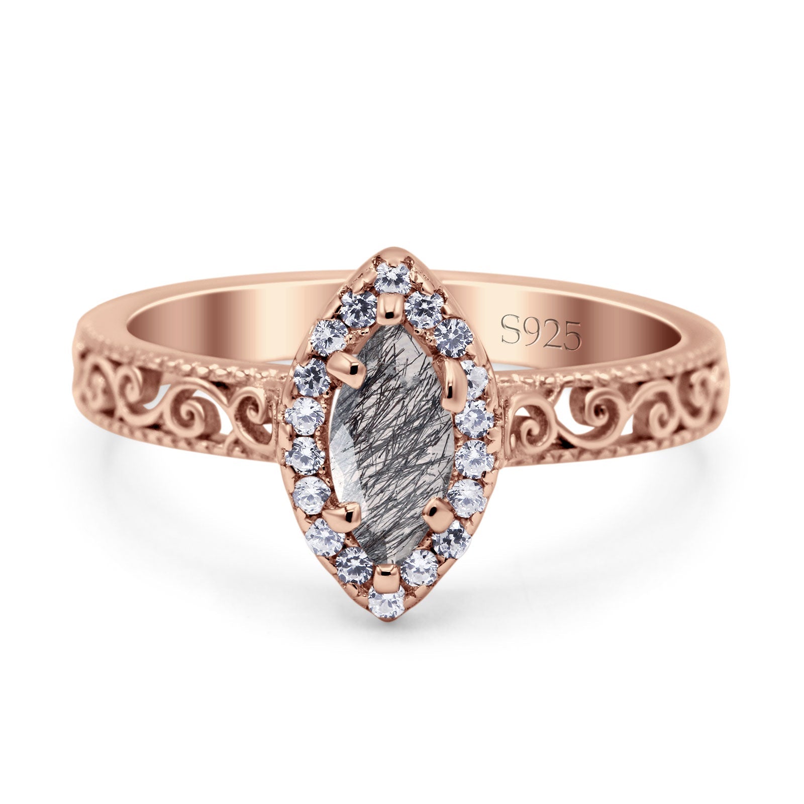 Marquise Halo Filigree Ring