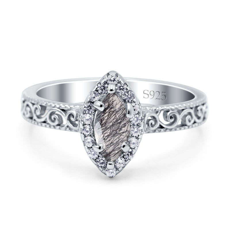 Marquise Halo Filigree Ring