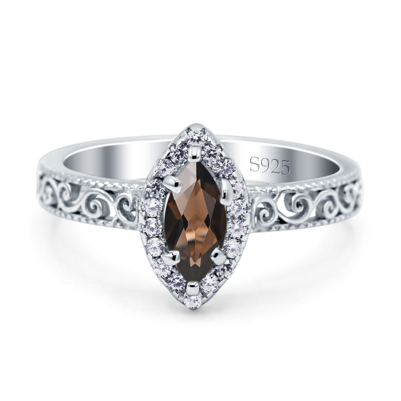 Marquise Halo Filigree Ring
