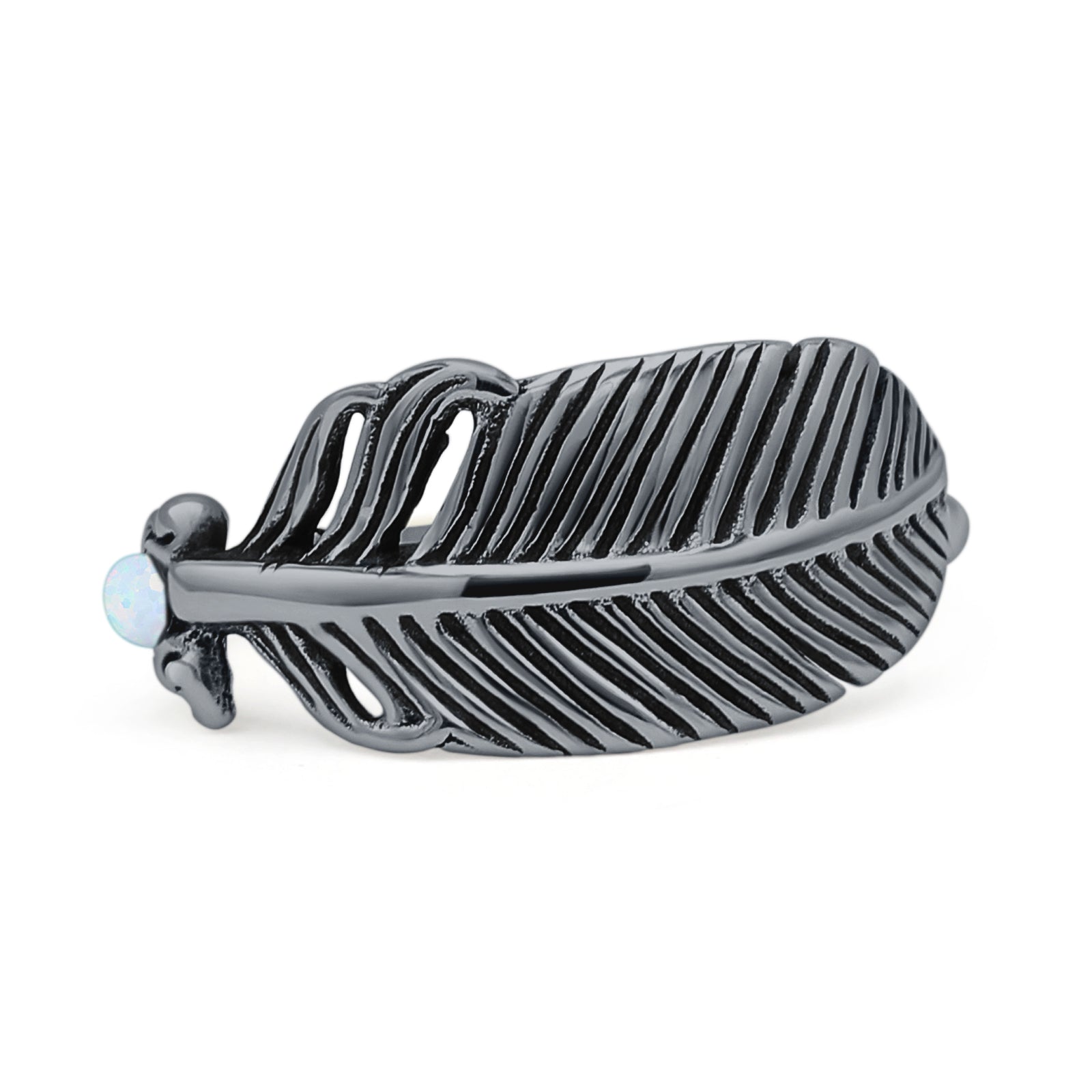 Oxidized Feather Ring