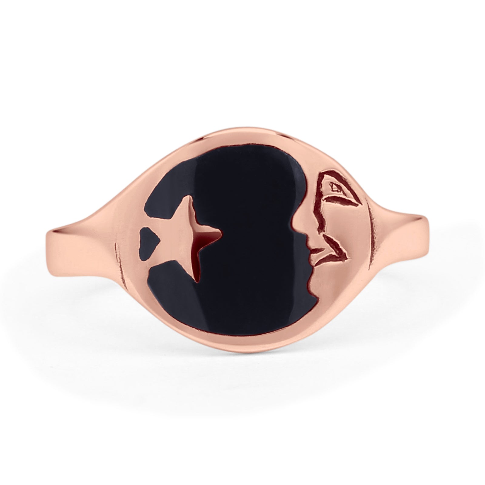 Oxidized Star & Moon Ring