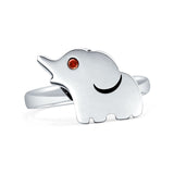Round 11mm Garnet CZ Elephant Ring Oxidized 925 Sterling Silver