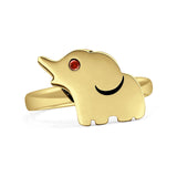 Round 11mm Garnet CZ Elephant Ring Oxidized 925 Sterling Silver